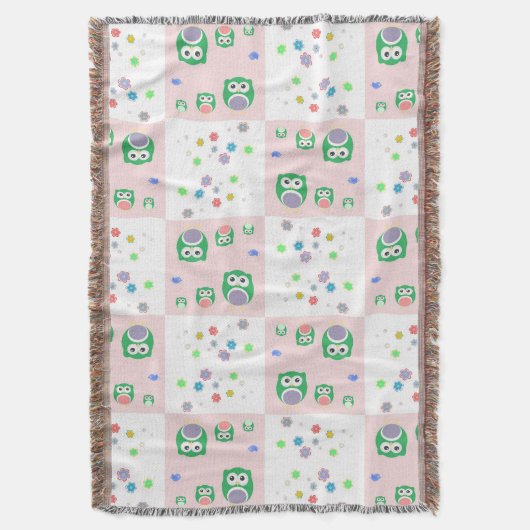 Buntes Eulen-Muster für Kinder Decke (Vorderseite Vertikal)