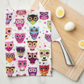 Buntes Eulen-Muster für Kinder Handtuch (Viertel Falte)