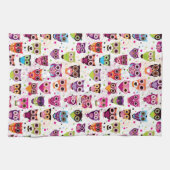 Buntes Eulen-Muster für Kinder Handtuch (Horizontal)