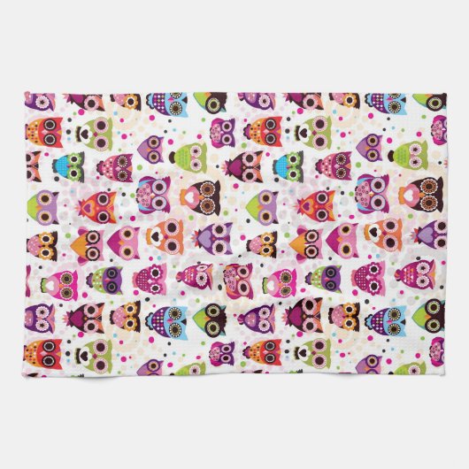 Buntes Eulen-Muster für Kinder Handtuch (Horizontal)