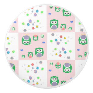 Buntes Eulen-Muster für Kinder Keramikknauf