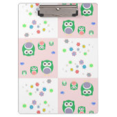 Buntes Eulen-Muster für Kinder Klemmbrett (Vorderseite)