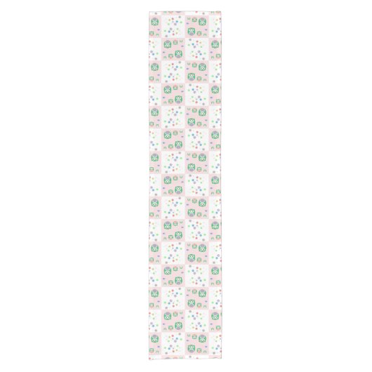 Buntes Eulen-Muster für Kinder Kurzer Tischläufer (Vorderseite)