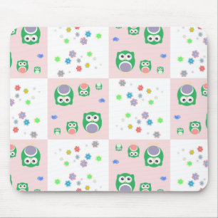 Buntes Eulen-Muster für Kinder Mousepad