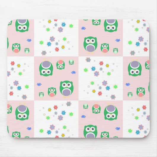 Buntes Eulen-Muster für Kinder Mousepad (Vorne)