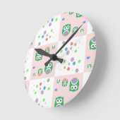 Buntes Eulen-Muster für Kinder Runde Wanduhr (Winkel)
