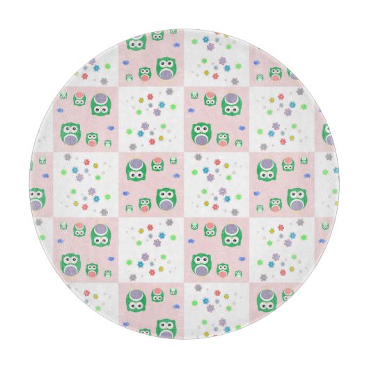 Buntes Eulen-Muster für Kinder Schneidebrett (Vorderseite)