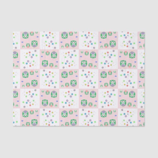 Buntes Eulen-Muster für Kinder Seidenpapier (Vorderseite)