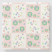 Buntes Eulen-Muster für Kinder Steinuntersetzer (Vorderseite)