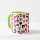 Buntes Eulen-Muster für Kinder Tasse (Vorderseite Links)