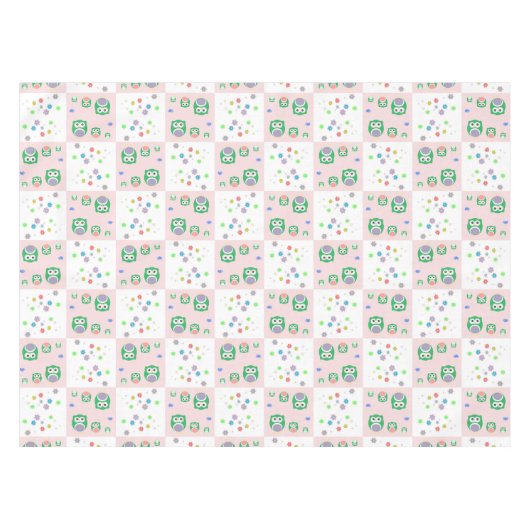 Buntes Eulen-Muster für Kinder Tischdecke (Vorderseite (Horizontal))