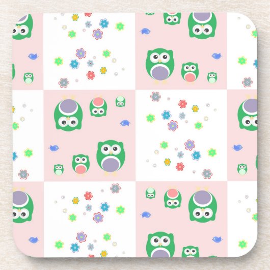 Buntes Eulen-Muster für Kinder Untersetzer (Vorderseite)