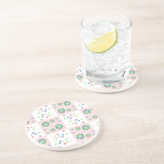 Buntes Eulen-Muster für Kinder Untersetzer (Seite)