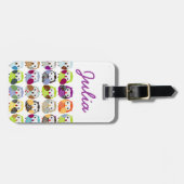 Buntes Eulen-Muster Gepäckanhänger (Vorderseite horizontal)