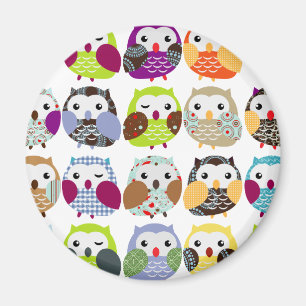 Buntes Eulen-Muster Magnet