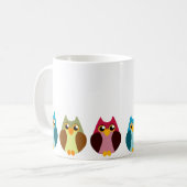 Buntes Eulen-Trio Kaffeetasse (Vorderseite Links)