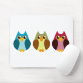 Buntes Eulen-Trio Mousepad (Mit Mouse)