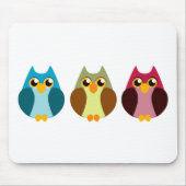 Buntes Eulen-Trio Mousepad (Vorne)