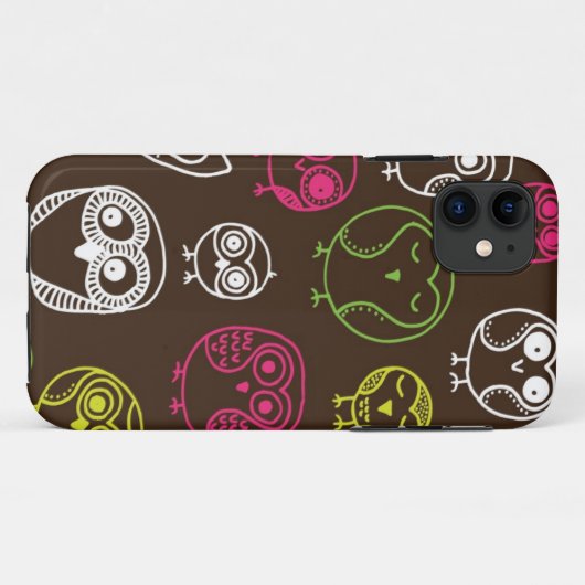 Buntes Eulengekritzel-Hintergrundmuster Case-Mate iPhone Hülle (Rückseite (Horizontal))