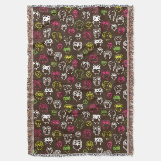 Buntes Eulengekritzel-Hintergrundmuster Decke (Vorderseite Vertikal)