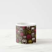 Buntes Eulengekritzel-Hintergrundmuster Espressotasse (Vorderseite)