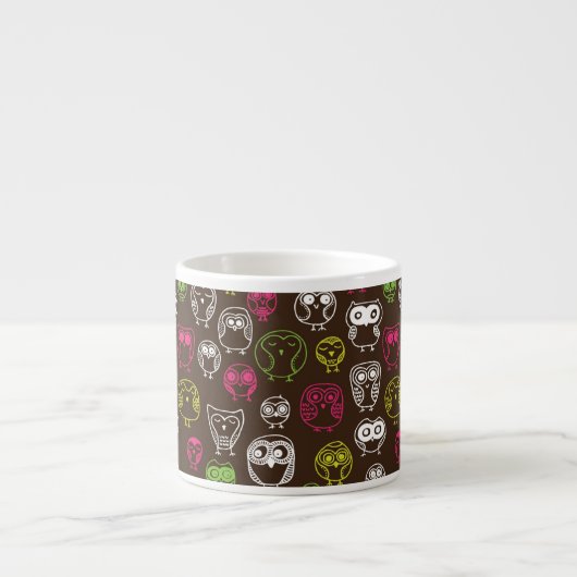 Buntes Eulengekritzel-Hintergrundmuster Espressotasse (Vorderseite)