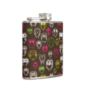 Buntes Eulengekritzel-Hintergrundmuster Flachmann (Rechts)