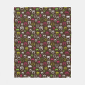 Buntes Eulengekritzel-Hintergrundmuster Fleecedecke (Vorderseite)