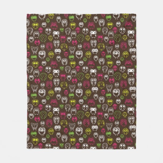 Buntes Eulengekritzel-Hintergrundmuster Fleecedecke (Vorderseite)