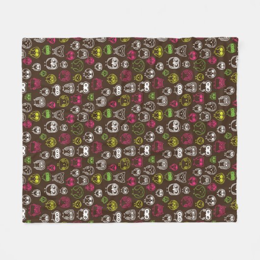 Buntes Eulengekritzel-Hintergrundmuster Fleecedecke (Vorderseite (Horizontal))