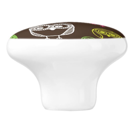 Buntes Eulengekritzel-Hintergrundmuster Keramikknauf (Seitenansicht)