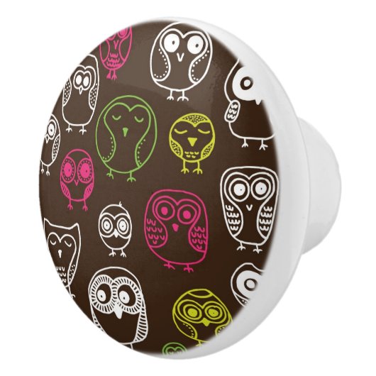 Buntes Eulengekritzel-Hintergrundmuster Keramikknauf (Rechts)