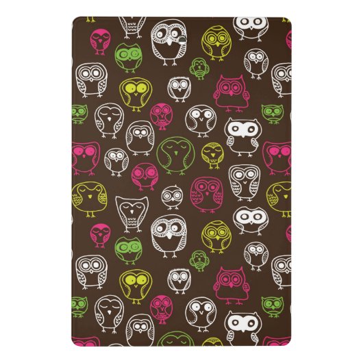 Buntes Eulengekritzel-Hintergrundmuster Mini Klemmbrett (Rückseite)