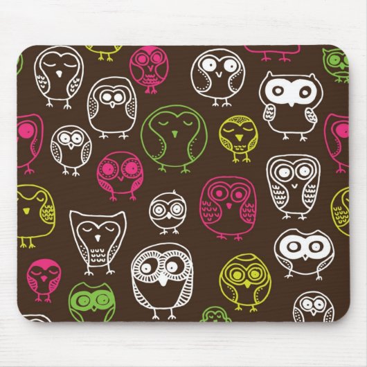 Buntes Eulengekritzel-Hintergrundmuster Mousepad (Vorne)