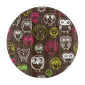 Buntes Eulengekritzel-Hintergrundmuster Schneidebrett (Vorderseite)