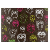Buntes Eulengekritzel-Hintergrundmuster Schneidebrett (Vorderseite)