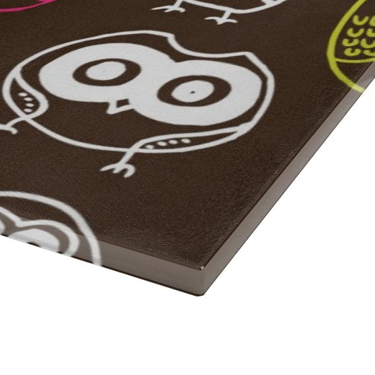 Buntes Eulengekritzel-Hintergrundmuster Schneidebrett (Ecke)