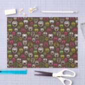 Buntes Eulengekritzel-Hintergrundmuster Seidenpapier (Handwerk)