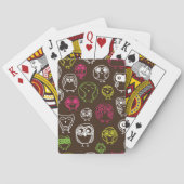 Buntes Eulengekritzel-Hintergrundmuster Spielkarten (Rückseite)