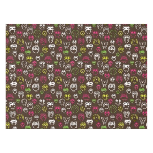Buntes Eulengekritzel-Hintergrundmuster Tischdecke (Vorderseite (Horizontal))