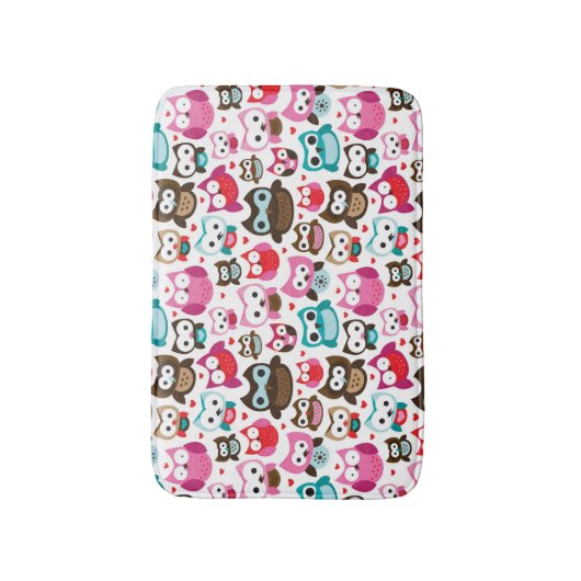 buntes Eulenmuster Badematte (Vorderseite Vertikal)