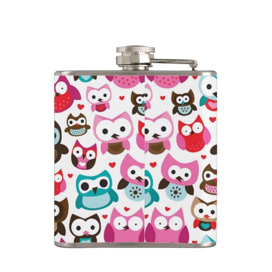 buntes Eulenmuster Flachmann (Rückseite)