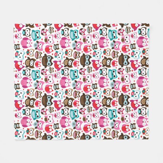 buntes Eulenmuster Fleecedecke (Vorderseite (Horizontal))