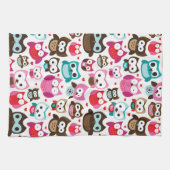 buntes Eulenmuster Geschirrtuch (Horizontal)