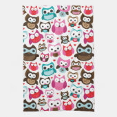 buntes Eulenmuster Geschirrtuch (Vertikal)