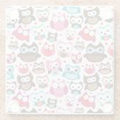 buntes Eulenmuster Glasuntersetzer (Rückseite)