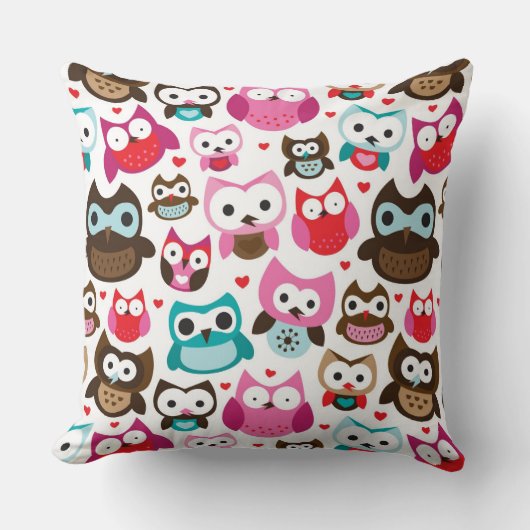 buntes Eulenmuster Kissen (Vorderseite)