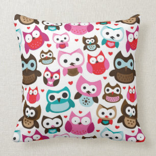 buntes Eulenmuster Kissen