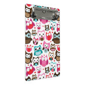 buntes Eulenmuster Mini Klemmbrett (Schrägansicht)