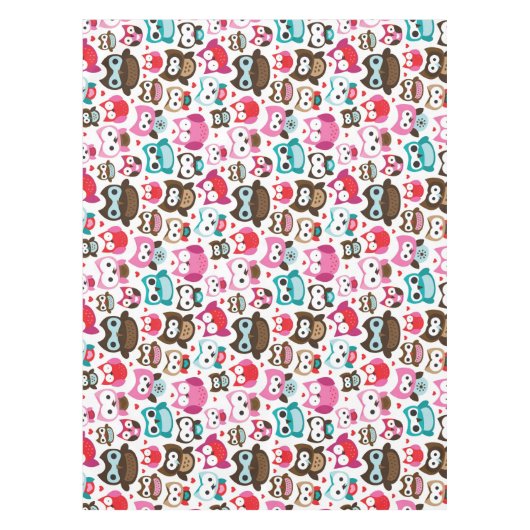 buntes Eulenmuster Tischdecke (Vorderseite)